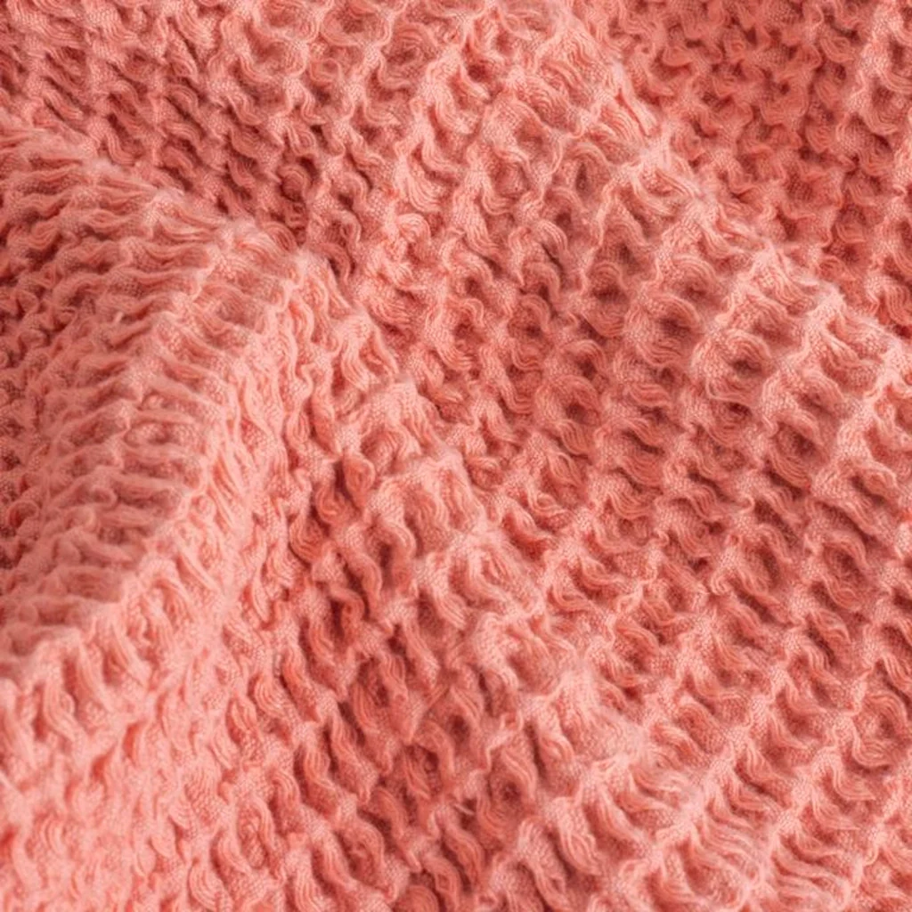 100% cotone plaid rosa salmone con pompon 130x170cm ARNISKA - Image 4