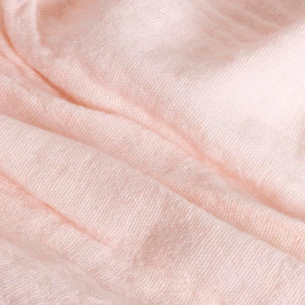 100% cotone rosa pallido plaid con frange 130x170cm BITALD - Image 5