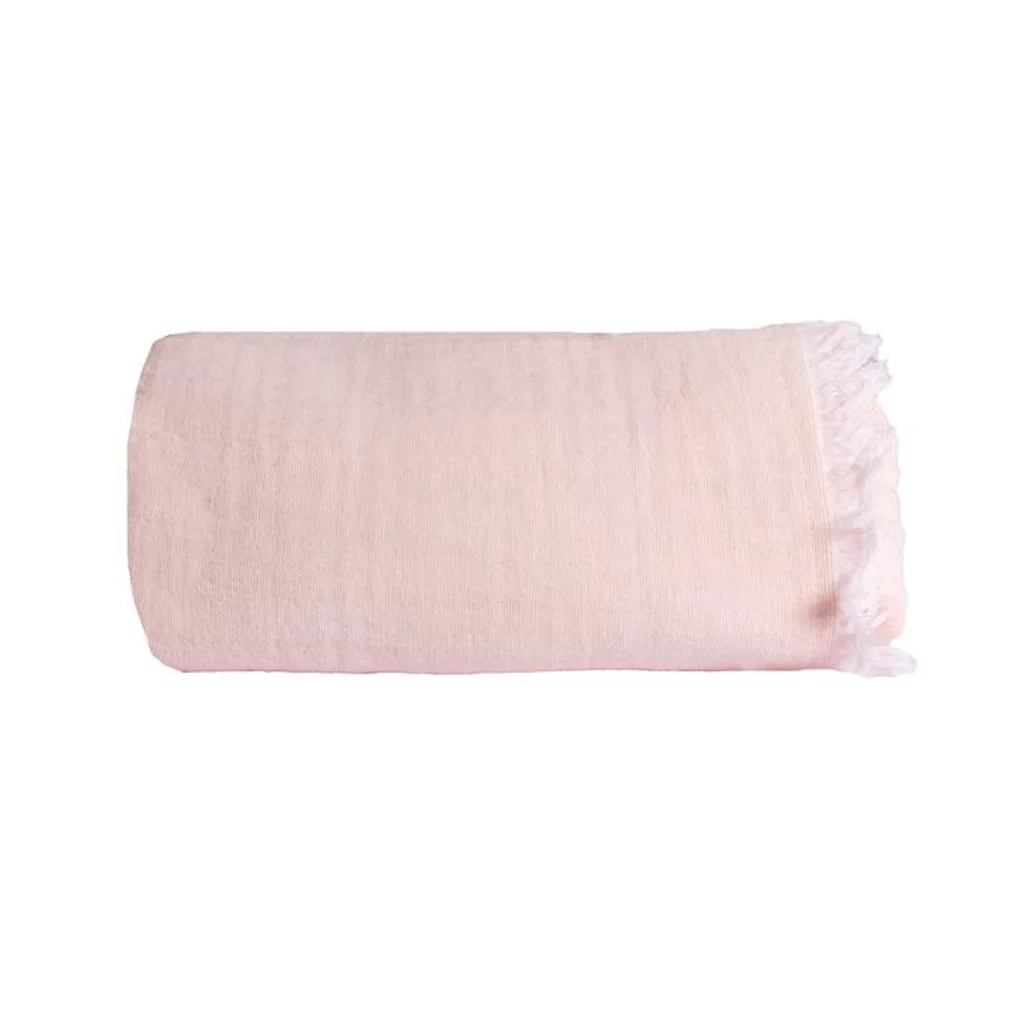 100% cotone rosa pallido plaid con frange 130x170cm BITALD - Image 7