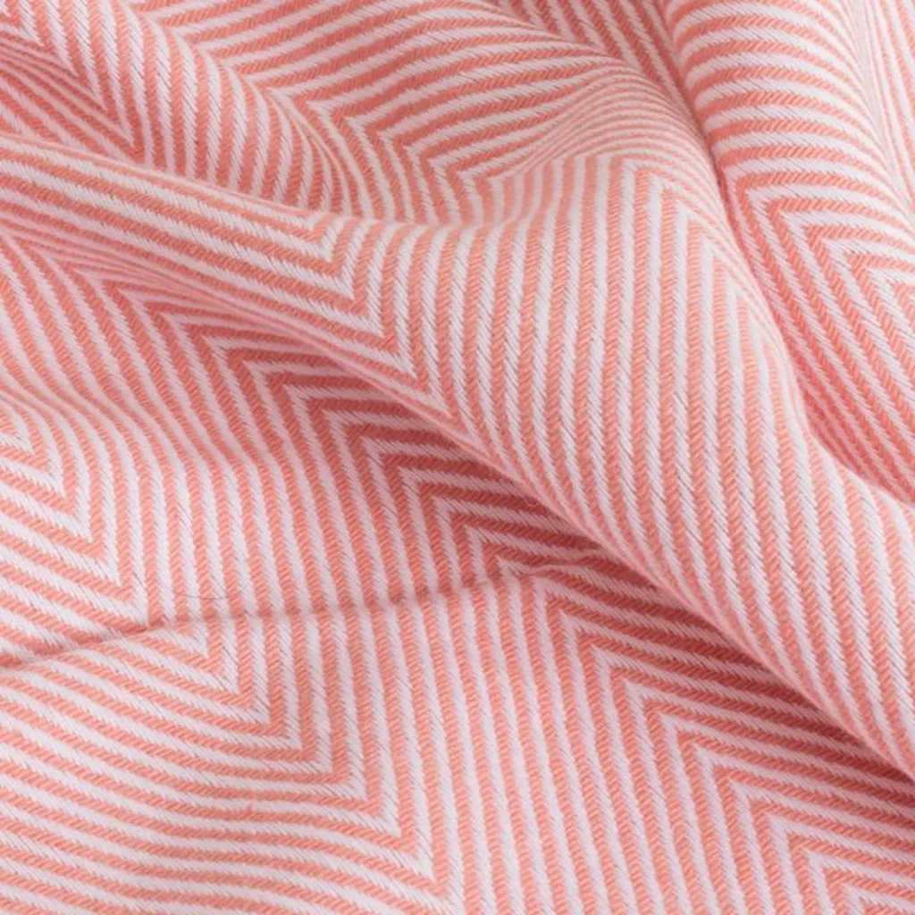 100% cotone rosa salmone plaid con frange 180x220cm ZIGORA - Image 4
