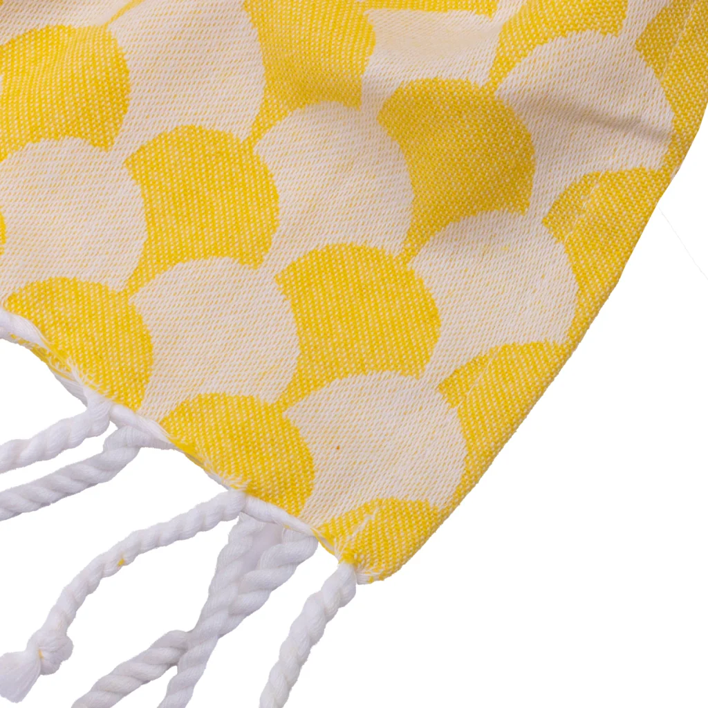 Coperta gialla e bianca con frange 130x170 cm DROP - Image 4