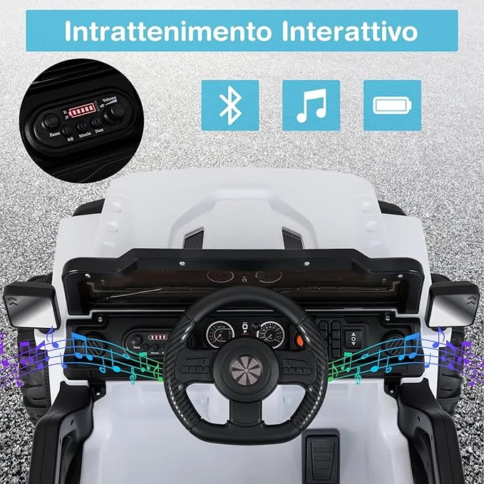 12V Macchina Elettrica per Bambini, Auto con Telecomando Luci LED Musica Clacson, 3 Velocità e 2 Motori, Veicolo Elettrico per Bambini 3+ Anni (Bianco) - Image 4