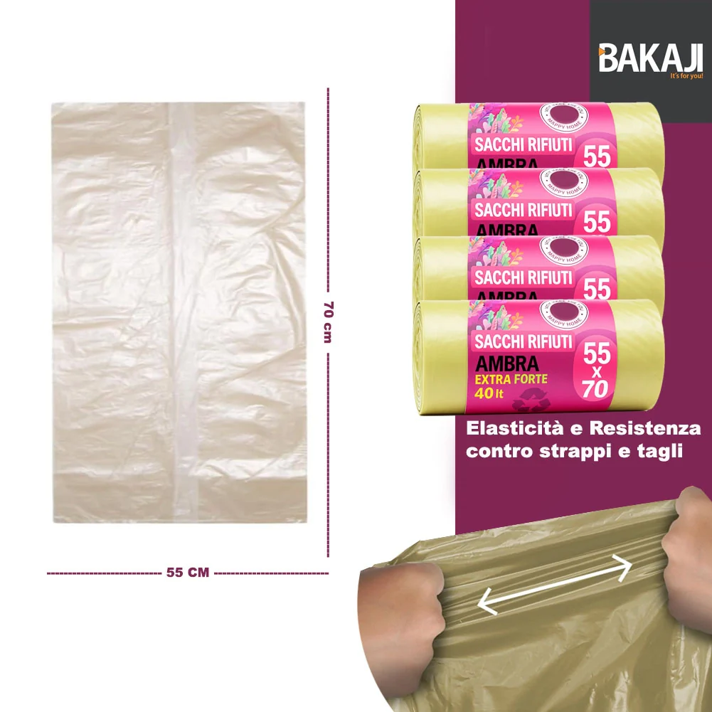 150 x Sacchetti per spazzatura Ambra Trasparenti Grandi e Resistenti 55 x 70 cm LDPE - Image 5