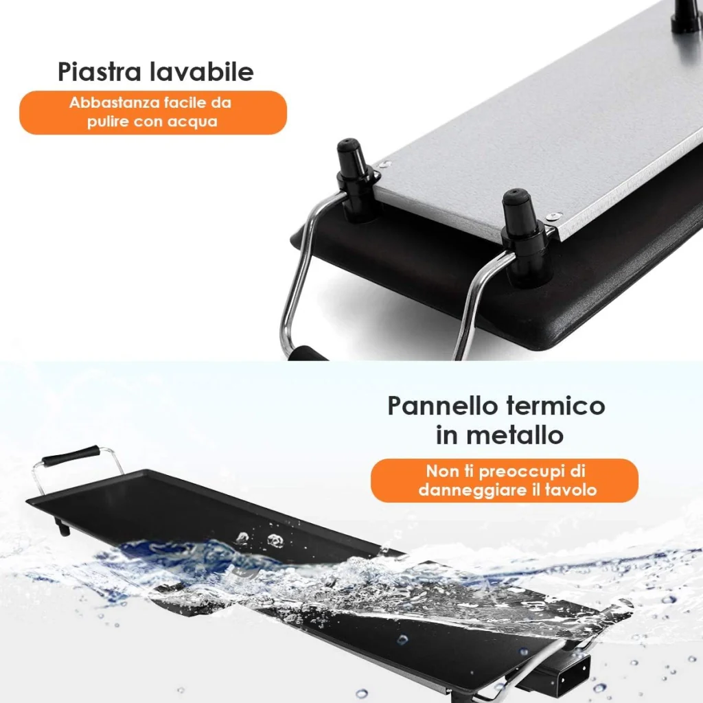 1800W Piastra Griglia Elettrica Extra Largo, Piastra Grill con Piano Cottura in Alluminio, Antiaderente, 90 x 23 cm (90 x 23 cm) - Image 6
