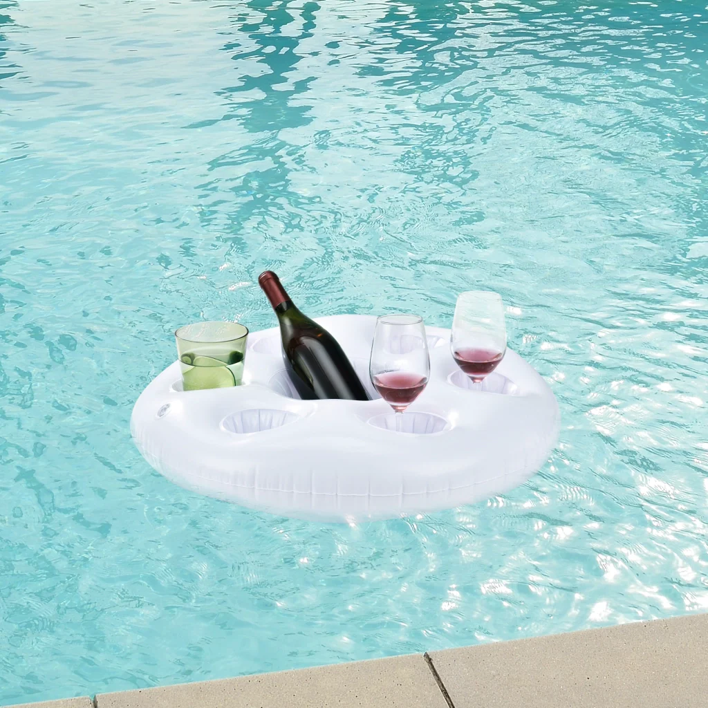 Set di 5 Portabevande Galleggiante per Piscina Supporto Gonfiabile per Drink Ø60 cm Bianco casa.pro - Image 5