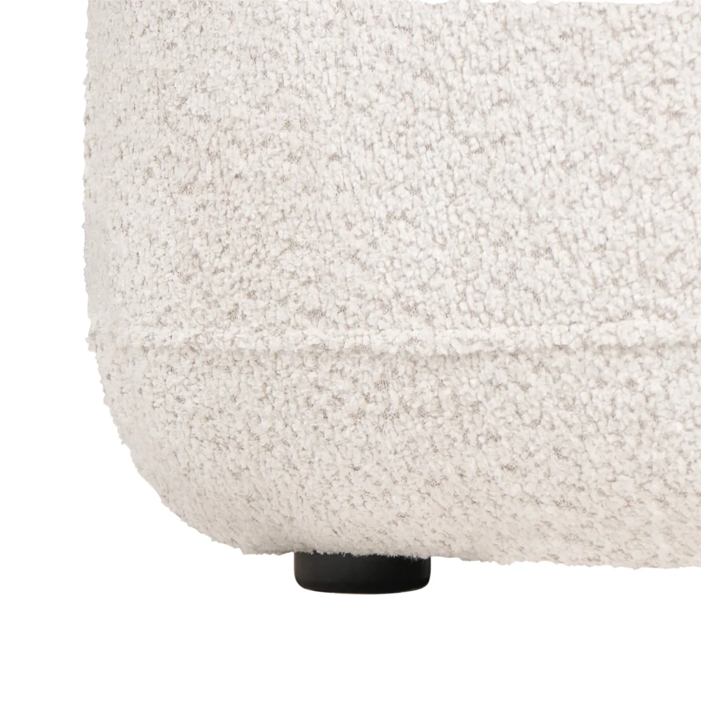 Accogliente Poltrona in Tessuto Chenille di Poliestere Beige Chiaro con Schienale Curvo Design Moderno Scandinavo - Image 8