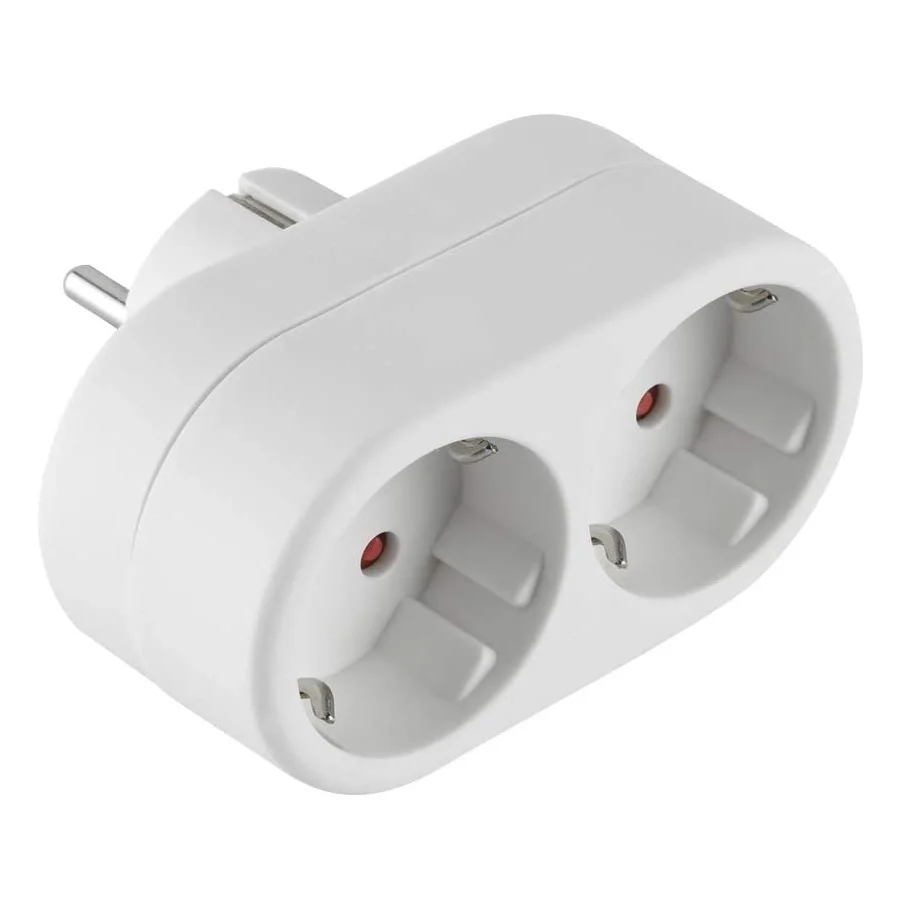 ADATTORE DOPPIO FRONTALE SCHUKO 16A BIANCO