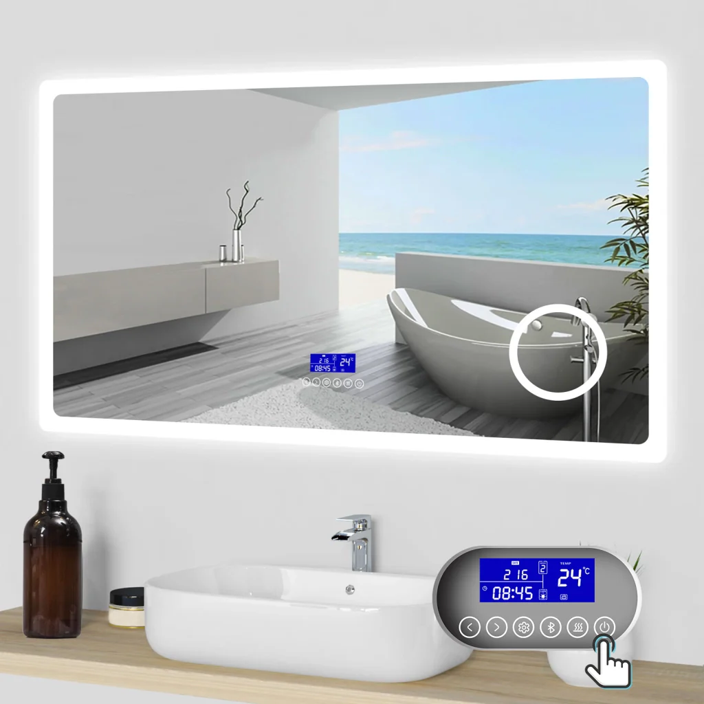Aica Specchio da bagno bluetooth 120x70cm con antiappannamento + dimmerabile + 3 colori + ingrandimento 3X - Image 4