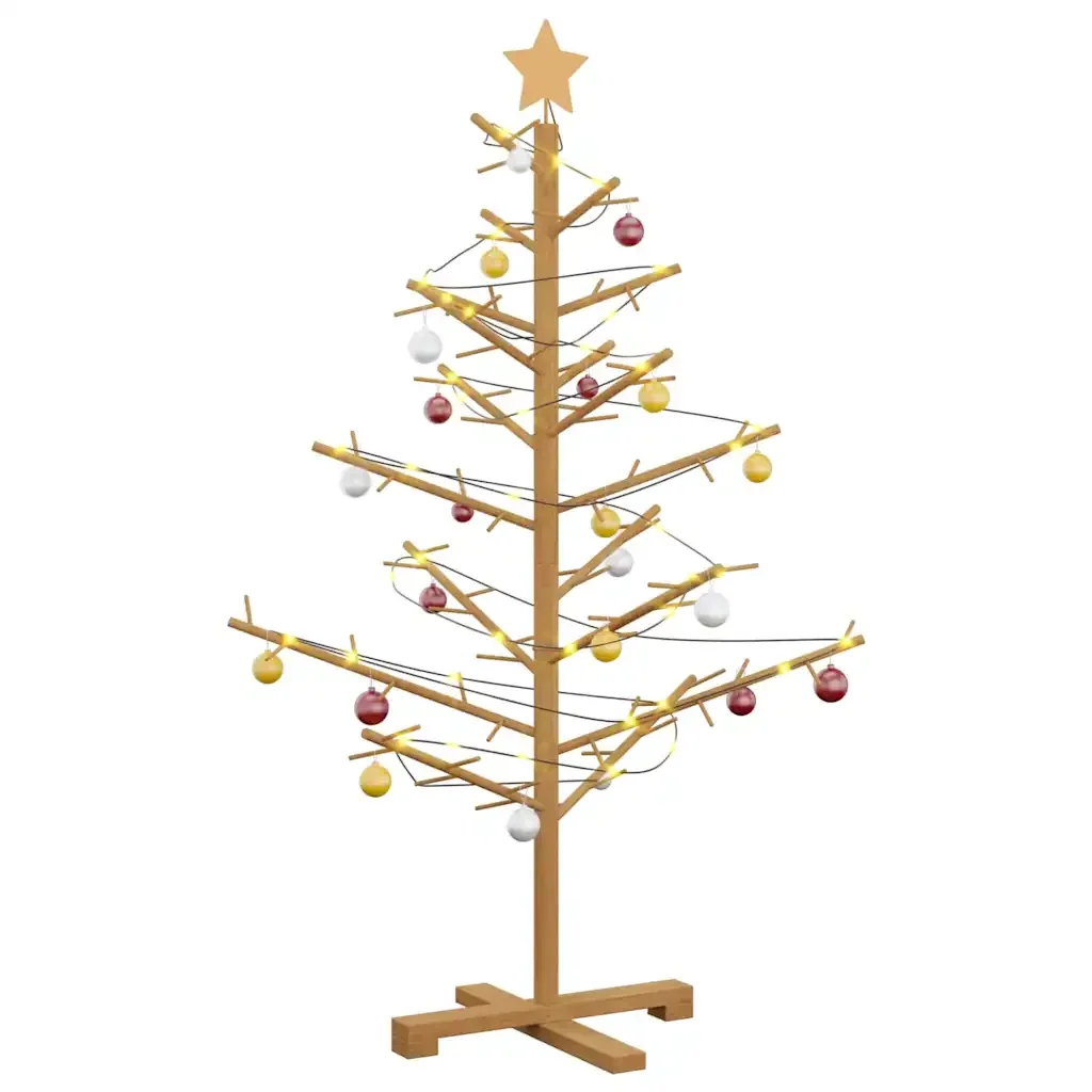 Albero di Natale in legno con supporto Marrone 125 cm 42018060 - Image 3