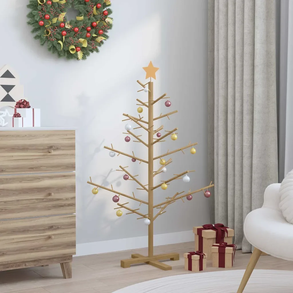 Albero di Natale in legno con supporto Marrone 125 cm 42018060 - Image 4