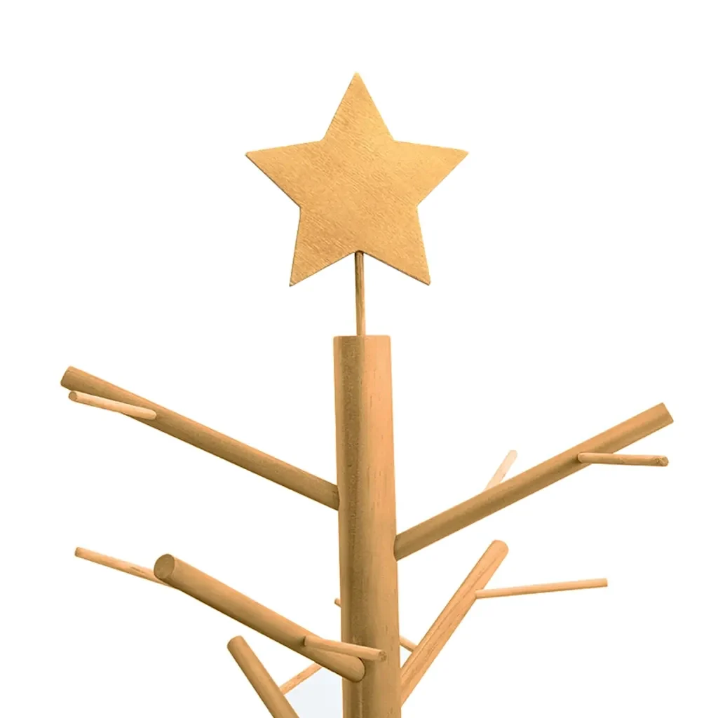 Albero di Natale in legno con supporto Marrone 125 cm 42018060 - Image 8