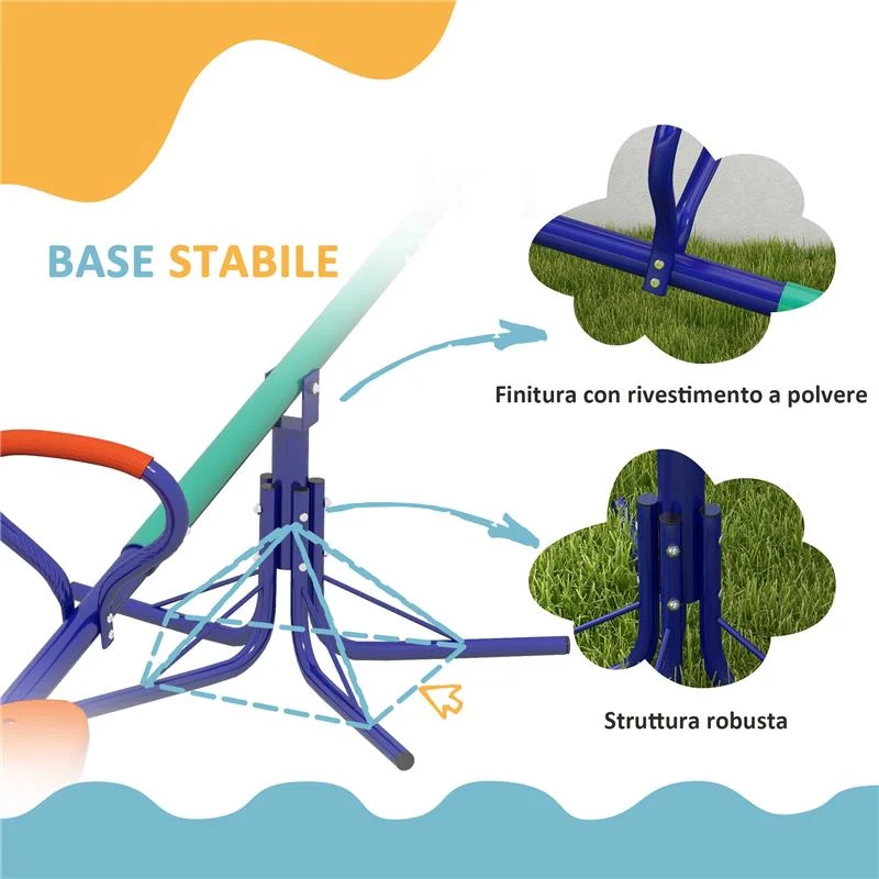 ALTALENA A BILICO PER BAMBINI 3-8 ANNI CON ROTAZIONE A 360°, IN ACCIAIO E PP, 192X60X60 CM - Image 6