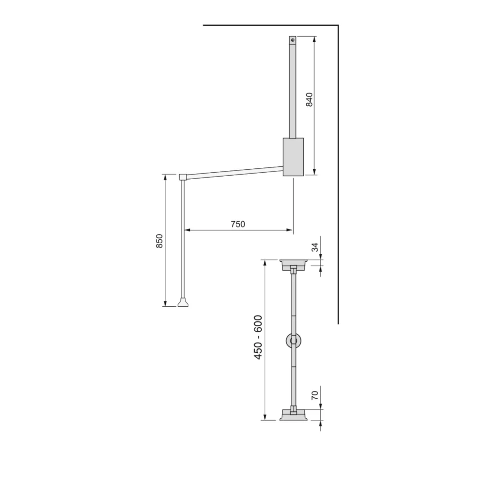 Emuca Appendiabiti per armadio Hang, 450 - 600, Cromato brillo, Acciaio e Tecnoplastica, 1 u. - Image 4