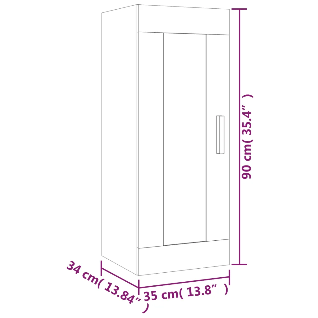 Armadietto a Muro Nero 35x34x90 cm in Legno Multistrato 812466 - Image 10
