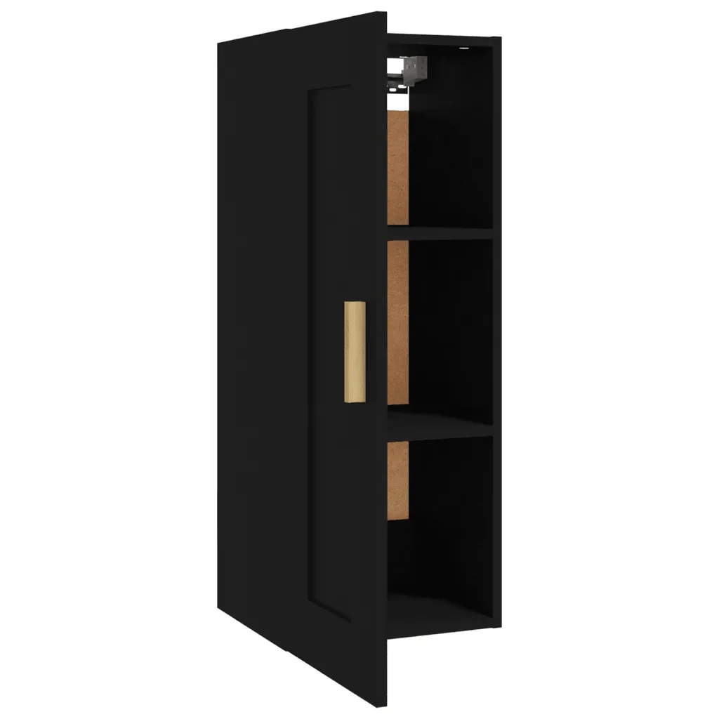 Armadietto a Muro Nero 35x34x90 cm in Legno Multistrato 812466 - Image 6