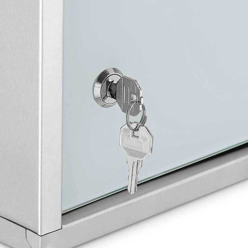 Armadietto Armadio Porta Medicinali Acciaio Inox Vetro Satinato 50x30x18 cm - Image 7