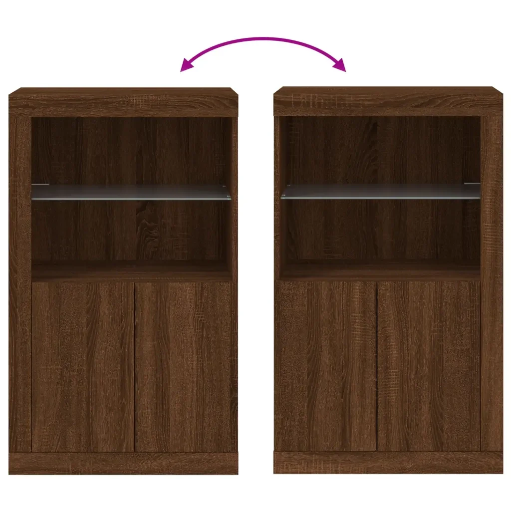 Armadietto con Luci LED Rovere Marrone in Legno Multistrato 836629 - Image 10
