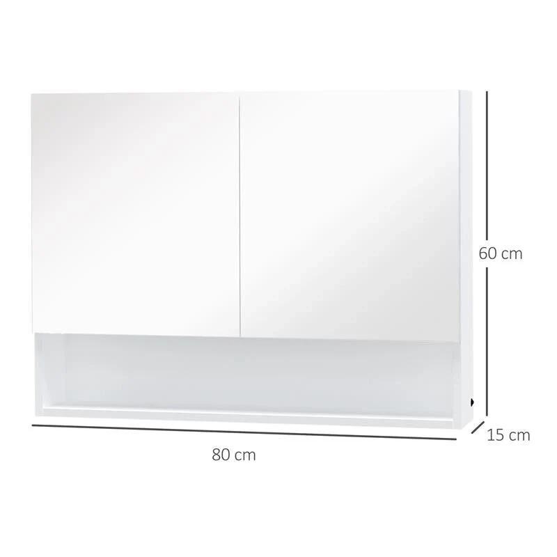 ARMADIETTO CON SPECCHIO A MURO E LUCI A LED E RIPIANO 80X15X60CM - Image 4