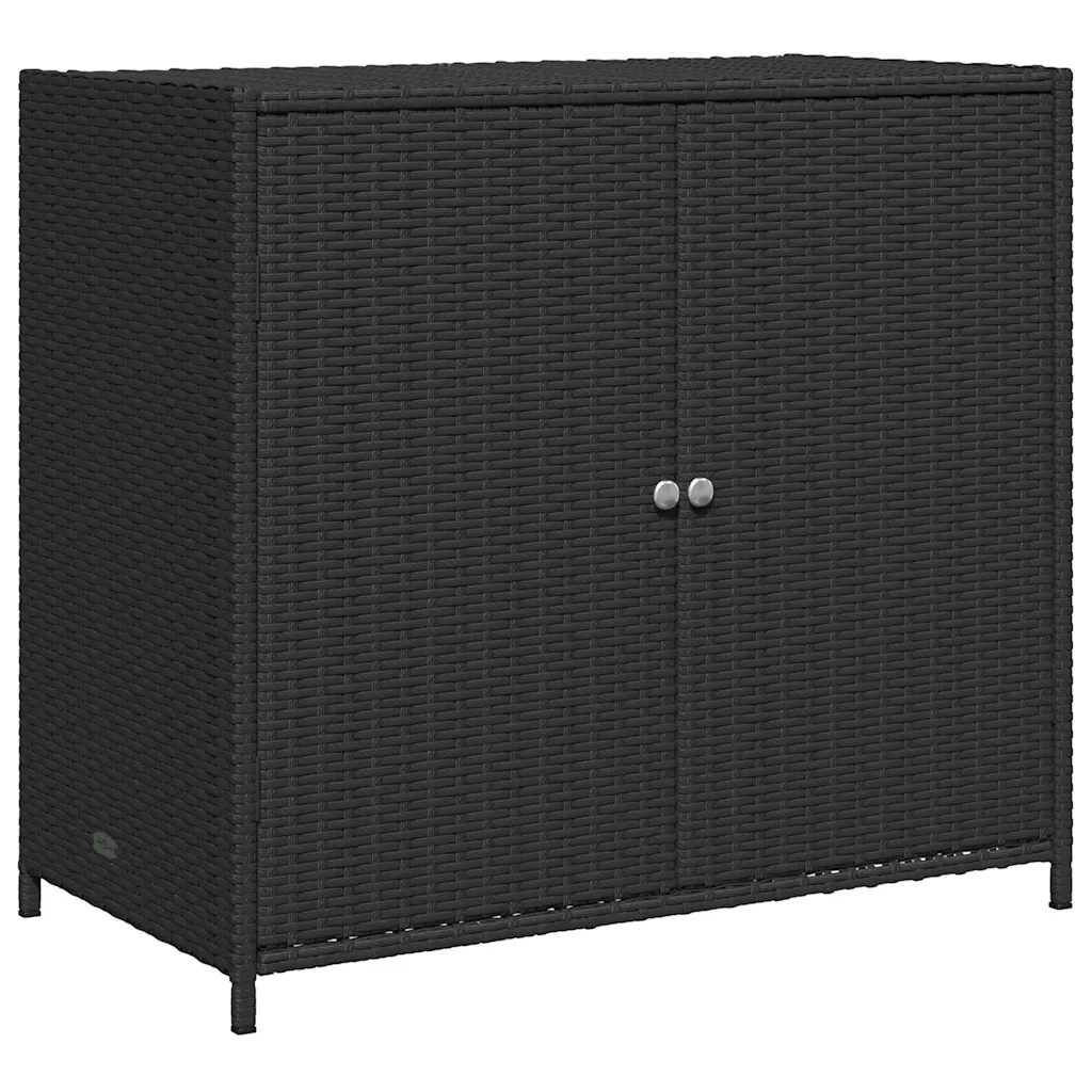 Armadietto Portaoggetti da Giardino Nero 83x45x76 cm Polyrattan 365543 - Image 2
