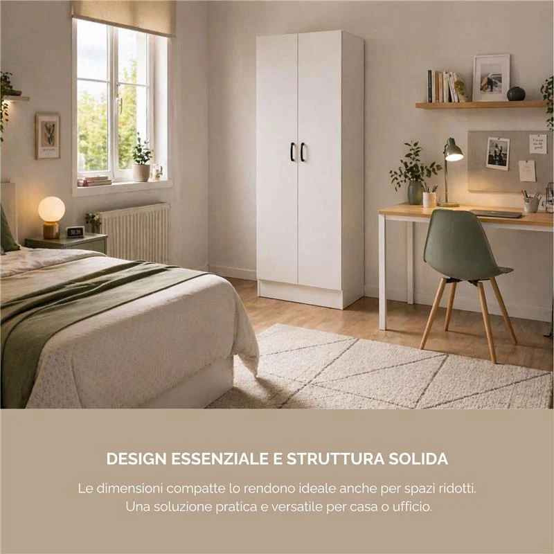 ARMADIO DA ARREDO IN LEGNO BIANCO CON DUE ANTE DIMENSIONI 60X42X180 CM - Image 3