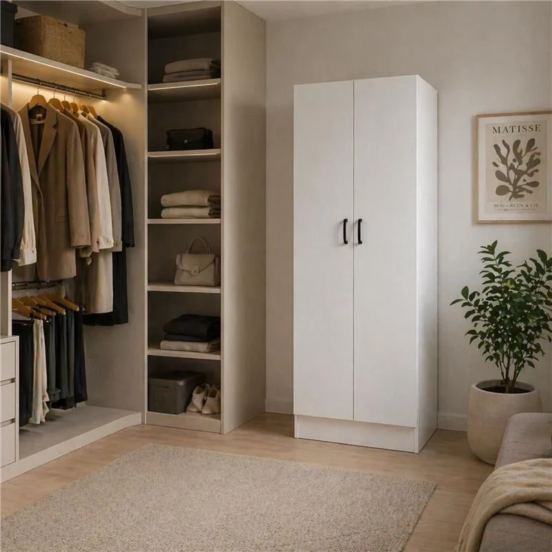 ARMADIO DA ARREDO IN LEGNO BIANCO CON DUE ANTE DIMENSIONI 60X42X180 CM - Image 4