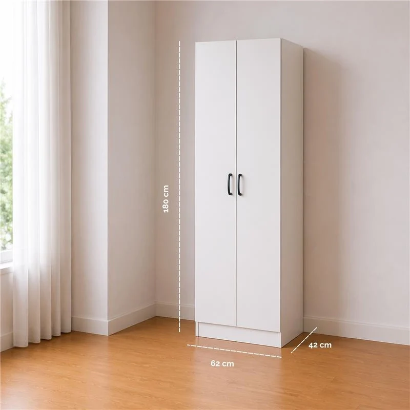 ARMADIO DA ARREDO IN LEGNO BIANCO CON DUE ANTE DIMENSIONI 60X42X180 CM - Image 6