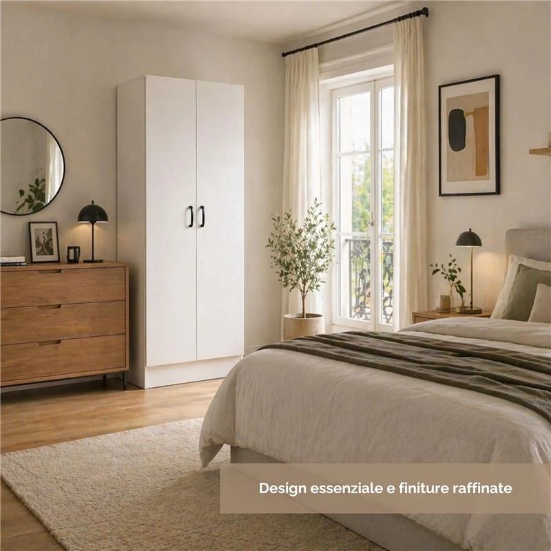ARMADIO DA ARREDO IN LEGNO BIANCO CON DUE ANTE DIMENSIONI 60X42X180 CM - Image 8