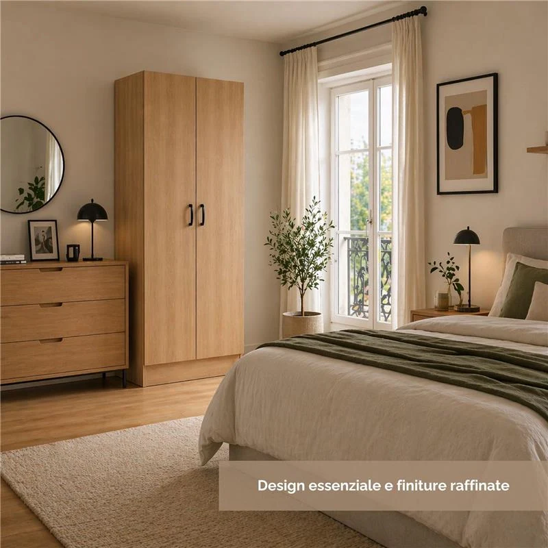 ARMADIO DA ARREDO IN LEGNO CON DUE ANTE COLORE ROVERE DIMENSIONI 60X42X180 CM - Image 2