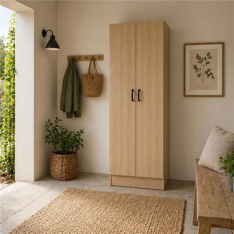 ARMADIO DA ARREDO IN LEGNO CON DUE ANTE COLORE ROVERE DIMENSIONI 60X42X180 CM - Image 3