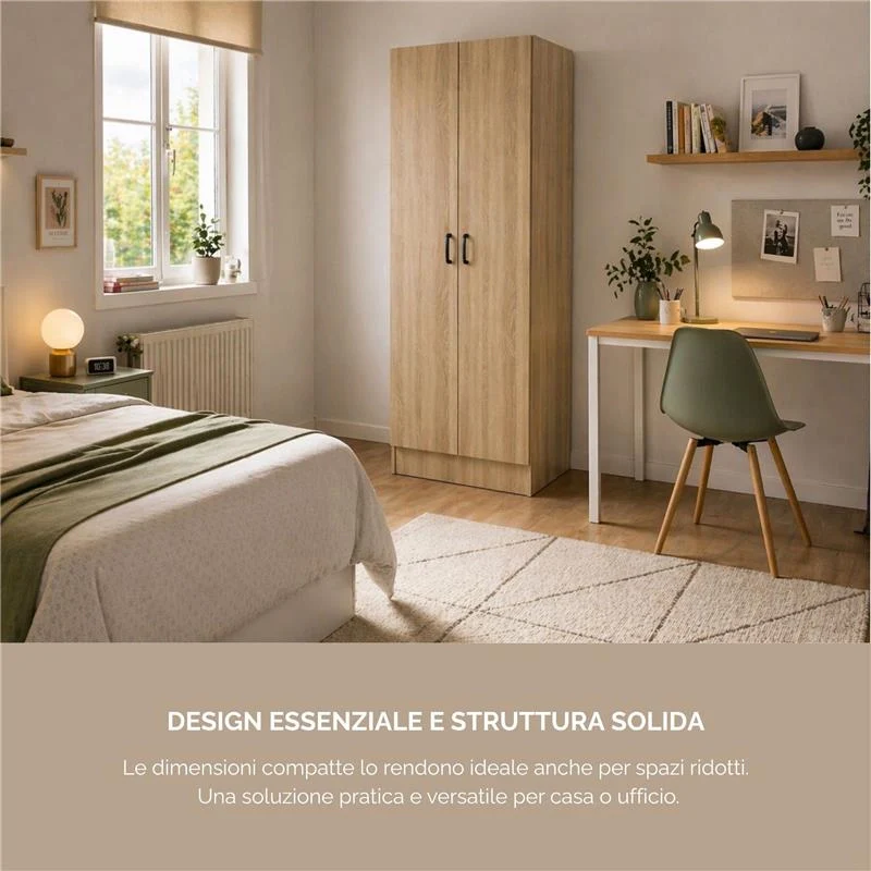 ARMADIO DA ARREDO IN LEGNO CON DUE ANTE COLORE ROVERE DIMENSIONI 60X42X180 CM - Image 4
