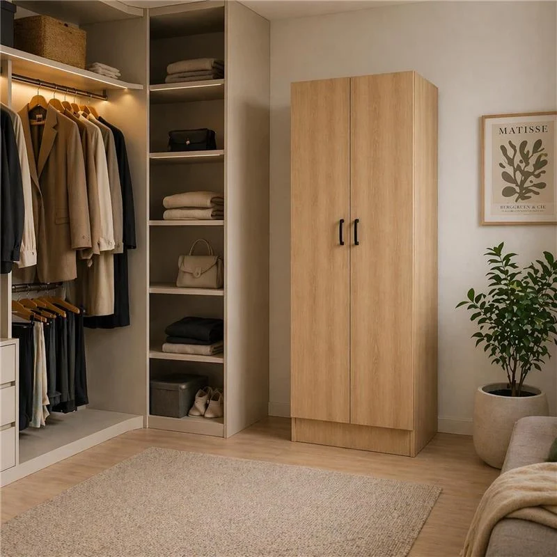 ARMADIO DA ARREDO IN LEGNO CON DUE ANTE COLORE ROVERE DIMENSIONI 60X42X180 CM - Image 6