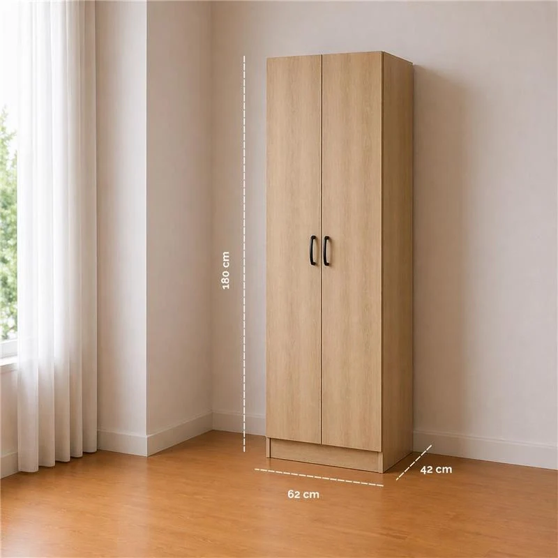 ARMADIO DA ARREDO IN LEGNO CON DUE ANTE COLORE ROVERE DIMENSIONI 60X42X180 CM - Image 7