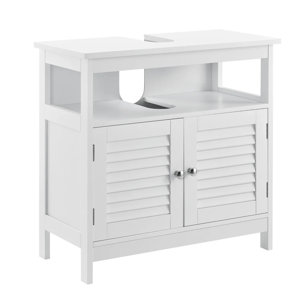 Armadietto Sottolavabo da Bagno a 2 Ante e Scomparto Aperto 60 x 60 x 30 cm - Bianco [en.casa]