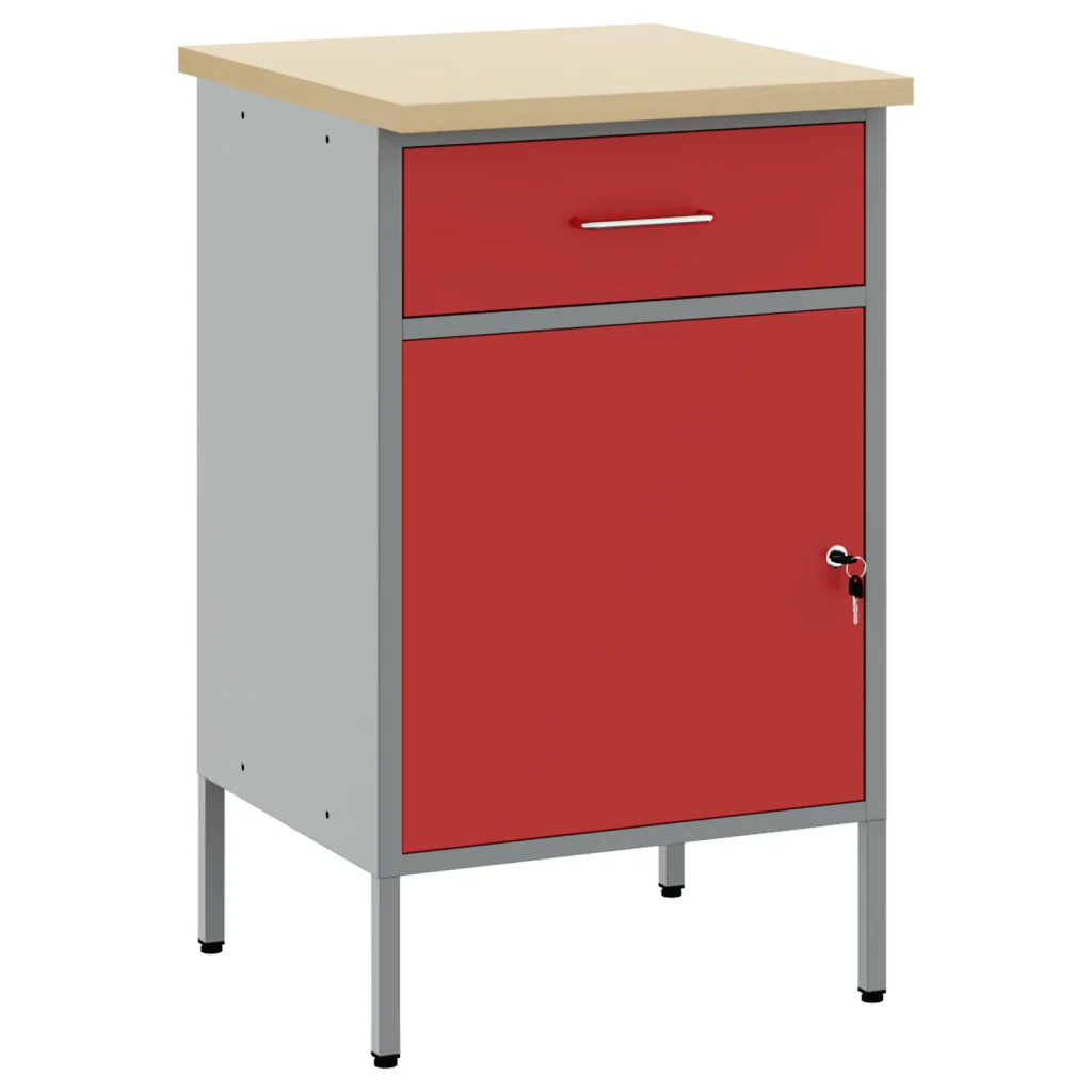 Armadio da Lavoro Rosso 50x55x84 cm Acciaio - Image 2