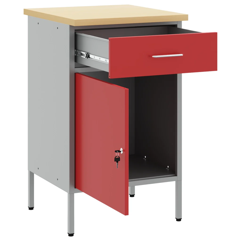 Armadio da Lavoro Rosso 50x55x84 cm Acciaio - Image 4