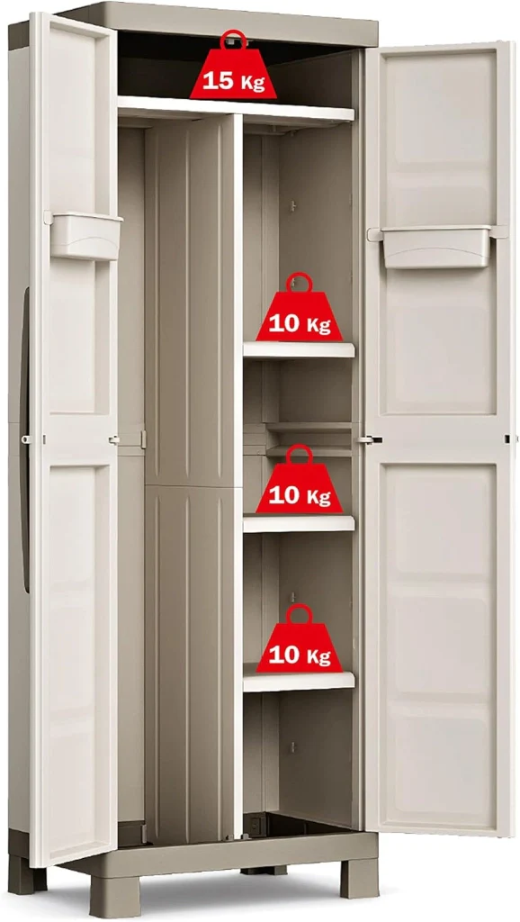 Armadio portascope in plastica con ripiani regolabili e ante doppie Excellence Keter - Image 5