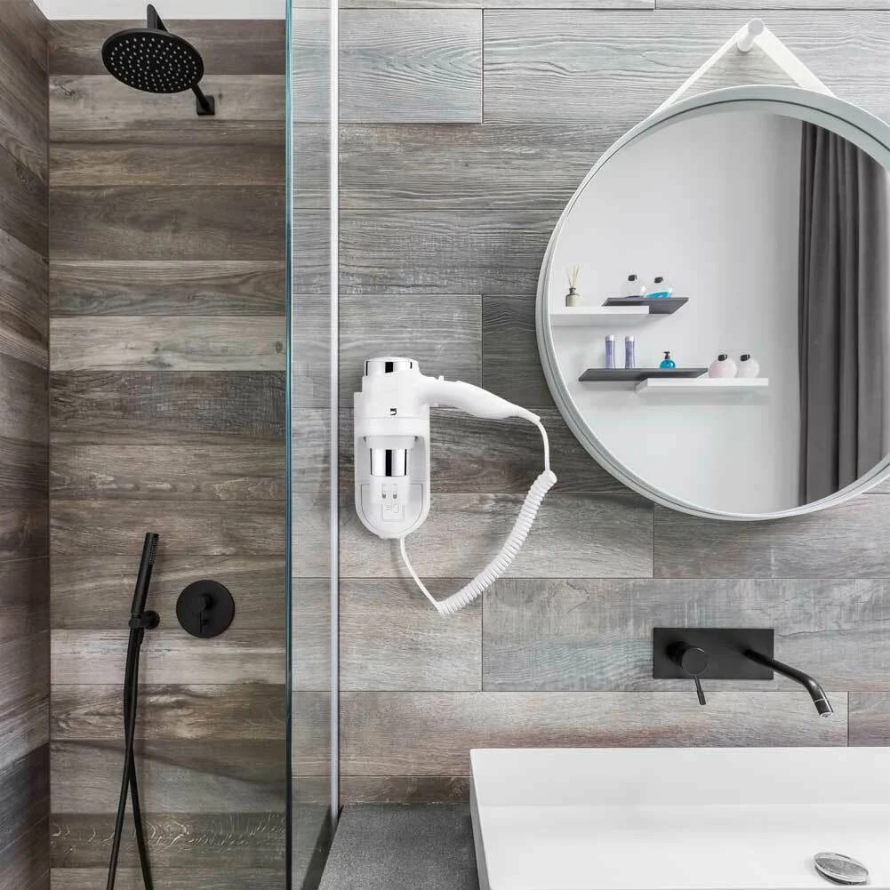Asciugacapelli Parete Muro Hotel Cromo Phon Asciuga Capelli Bagno Albergo 1600W - Image 9