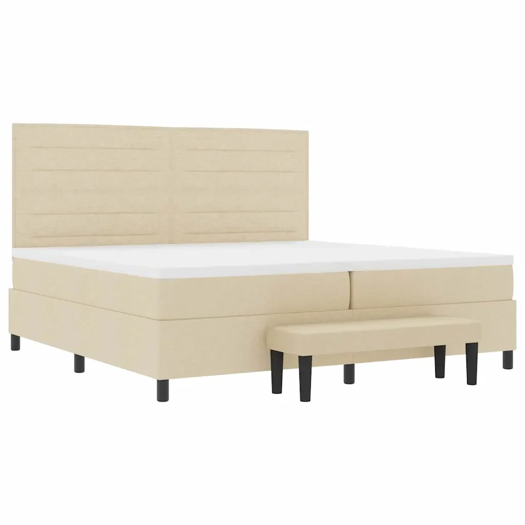 Letto a molle con materasso Crema 200 x 200 cm Tessuto 3344021 - Image 6
