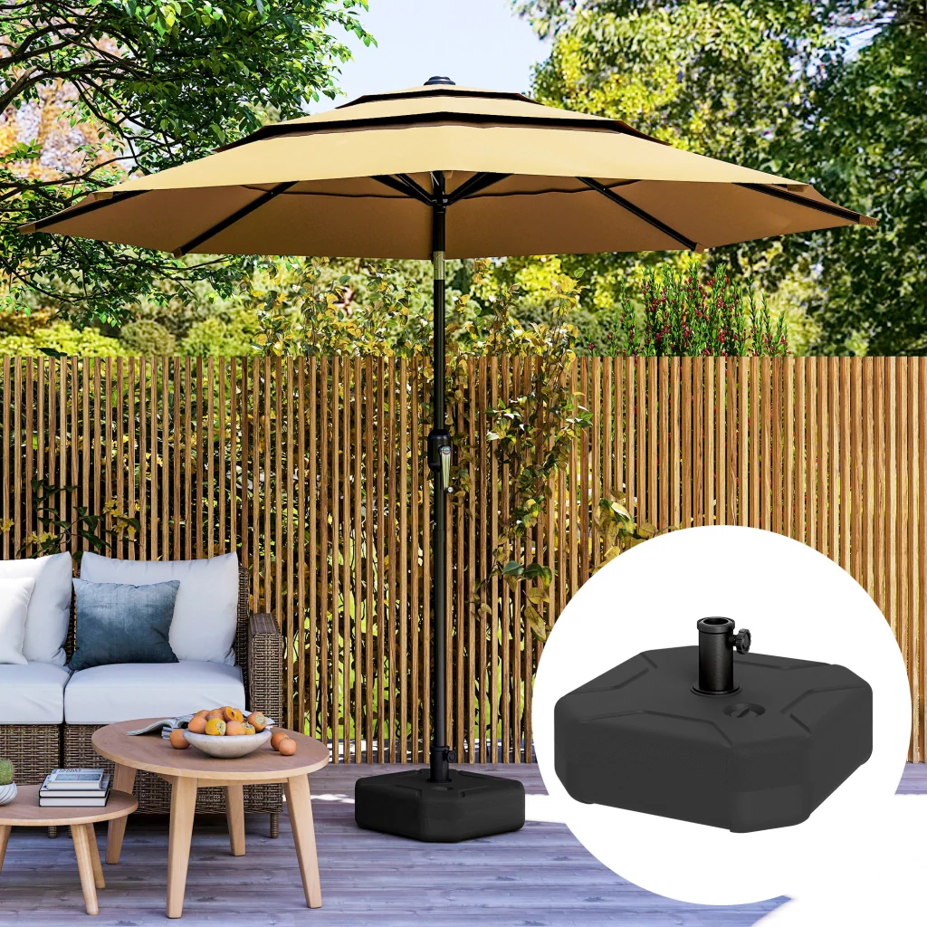 Base per Ombrellone Quadrata Riempibile con Sabbia o Acqua fino a 25kg in HDPE Nero - Image 2