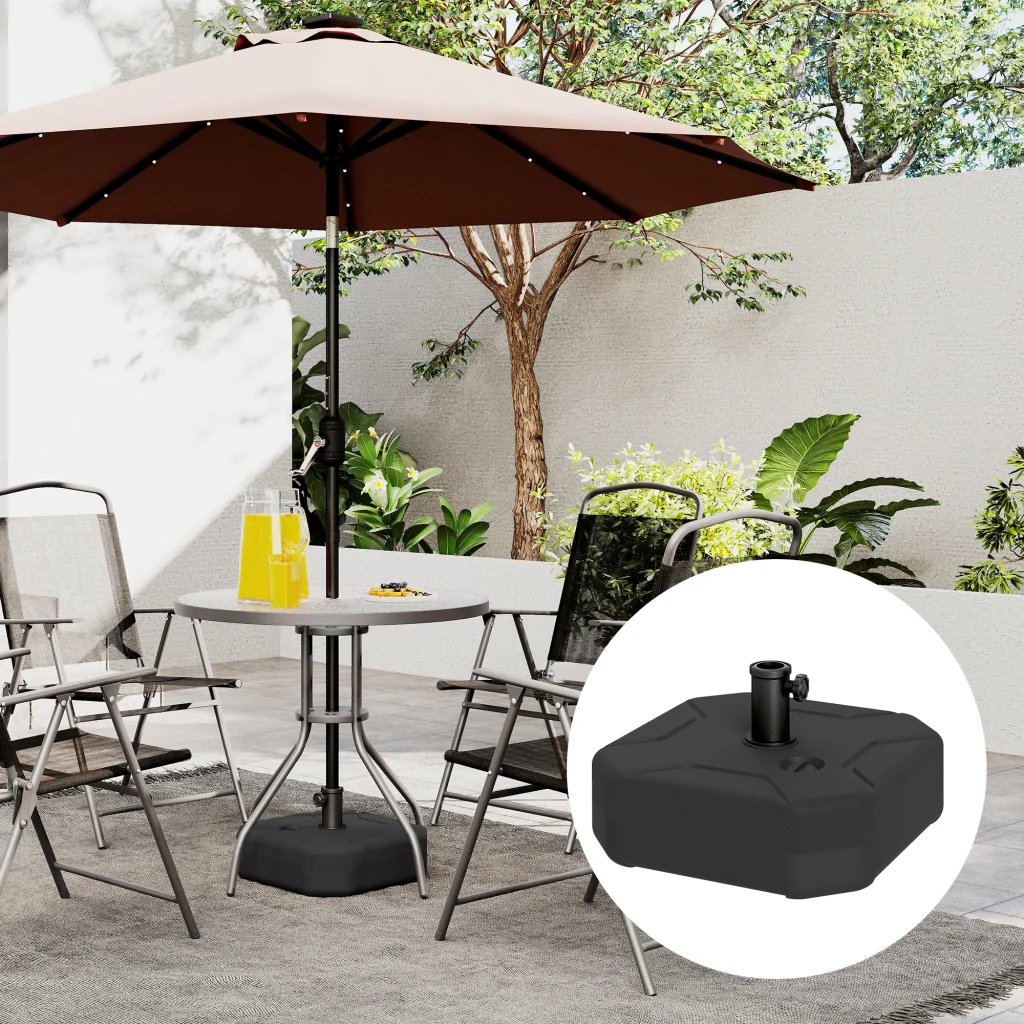 Base per Ombrellone Quadrata Riempibile con Sabbia o Acqua fino a 25kg in HDPE Nero - Image 7