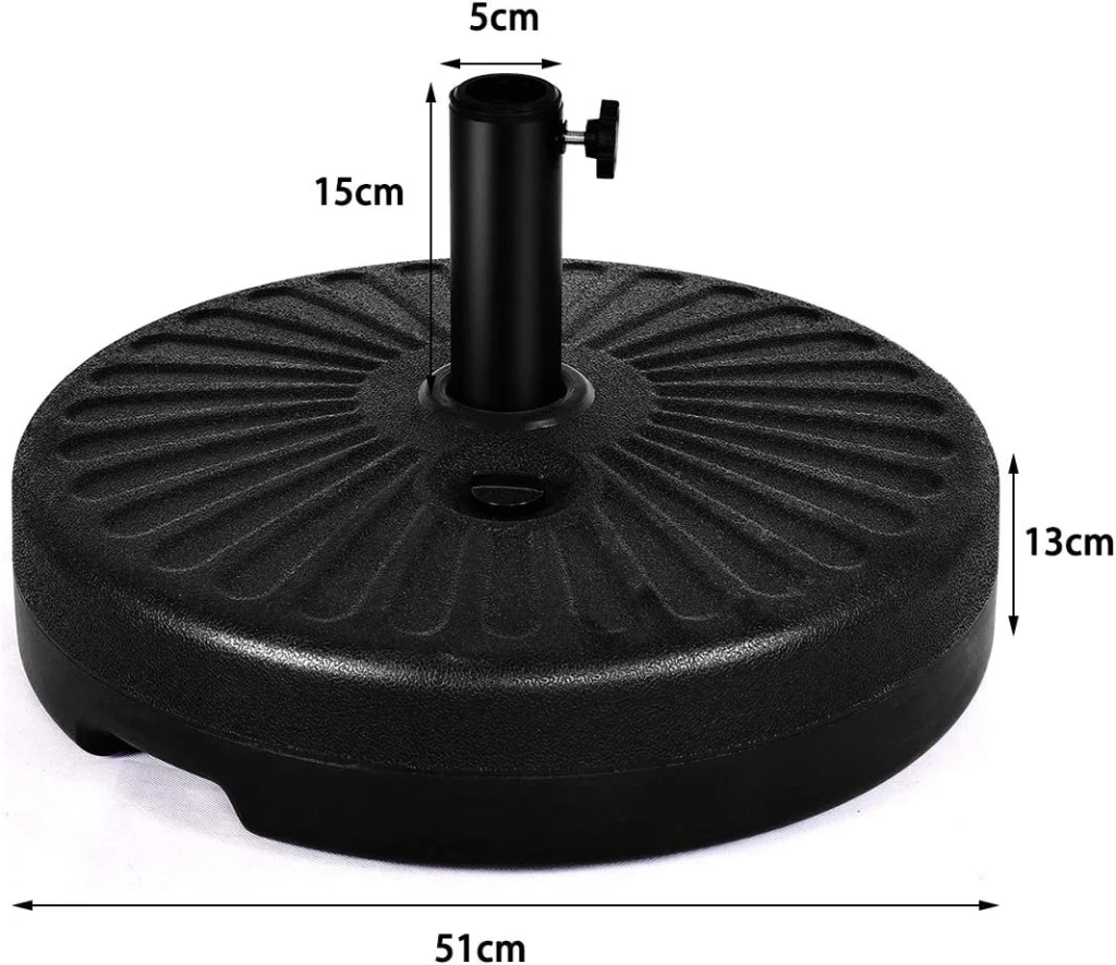 Base per Ombrellone, per Pali da 38-48mm, Base Ombrellone in Plastica e Ferro, 23L, 51x51x13cm, Nero - Image 5
