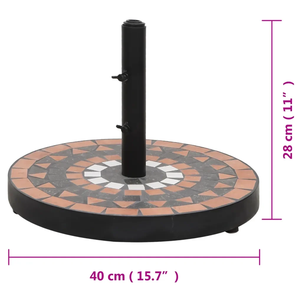 Base per Ombrellone Terracotta e Bianco Rotonda 12 kg 362225 - Image 6