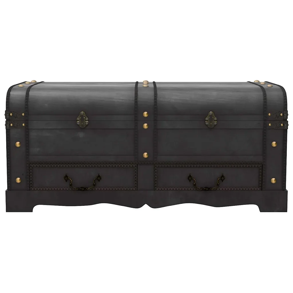 Baule del Tesoro in Legno Nero 90x51x42 cm - Image 5