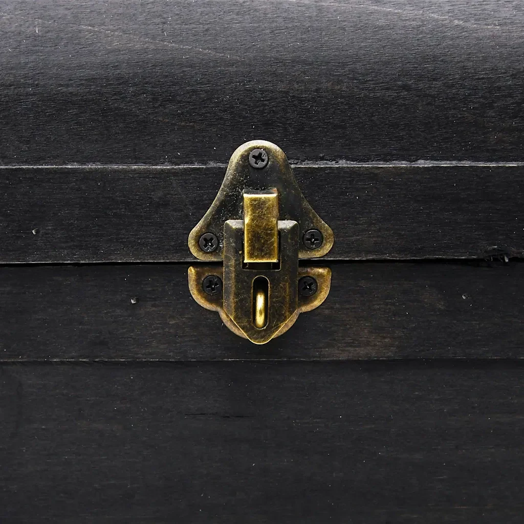 Baule del Tesoro in Legno Nero 90x51x42 cm - Image 9