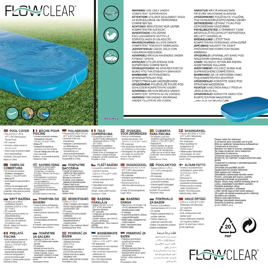 Bestway Copertura per Piscina Flowclear 262x175x51 cm 92907 - Image 8