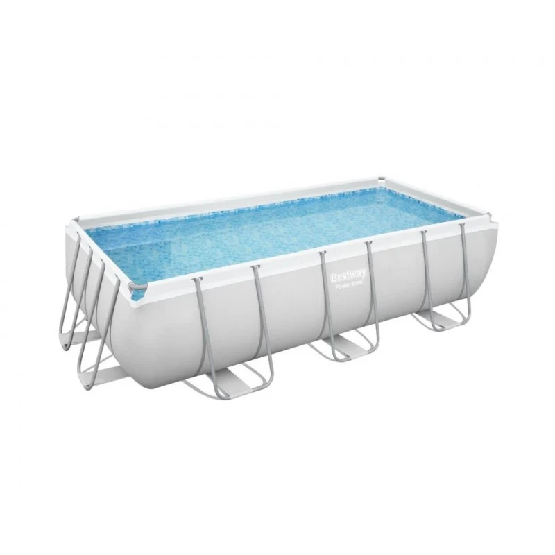 Piscina fuori terra rettangolare con telaio in acciaio e pompa filtro, dimensioni 404x201x100 cm con scaletta capacità 6478 L - Bestway - Image 5