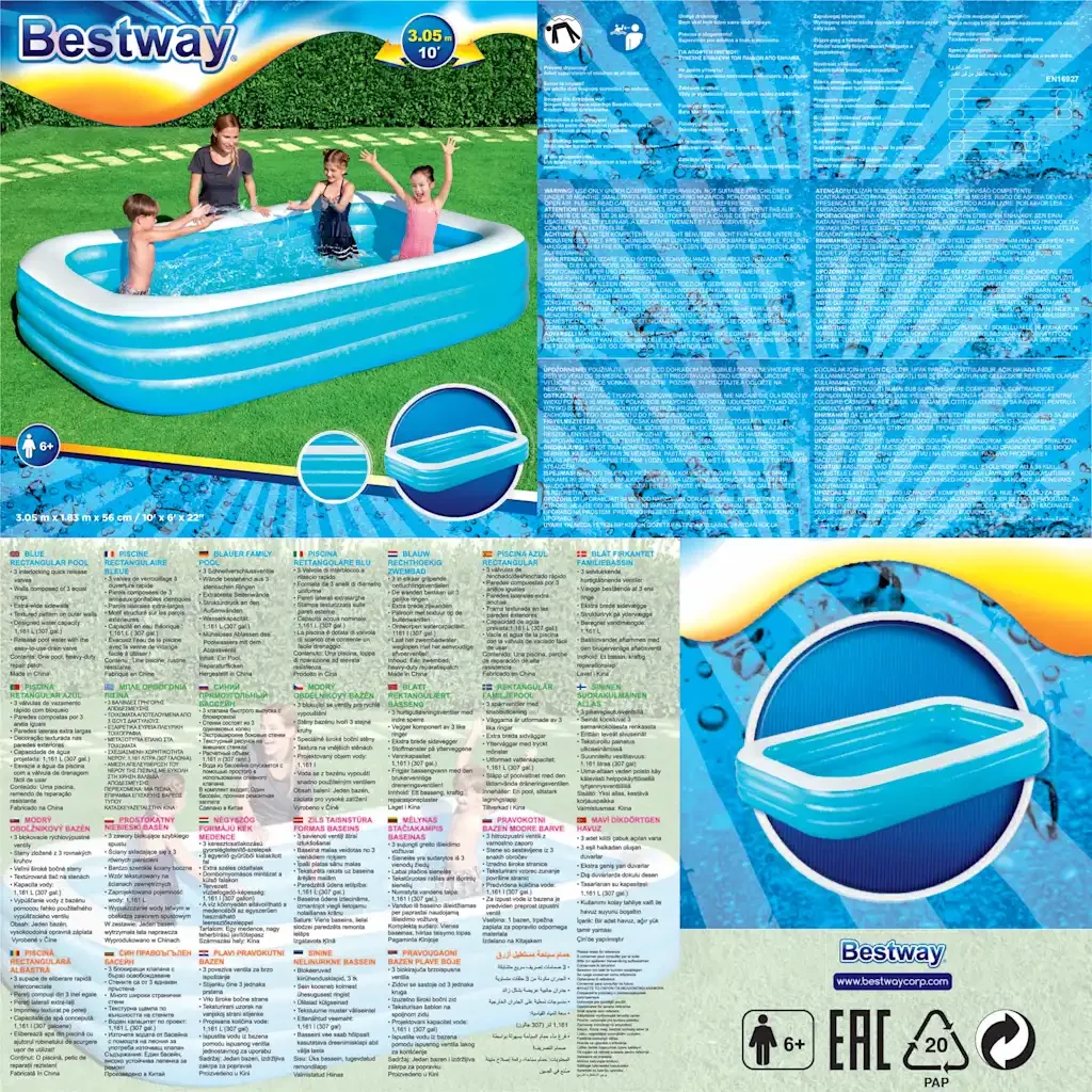 Bestway Piscina Gonfiabile 305x183x56 cm 3202496 - Image 10
