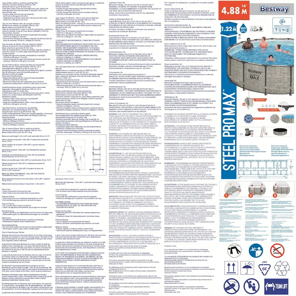 Bestway Piscina Rotonda Power Steel 488x122 cm 3202688 - Image 10