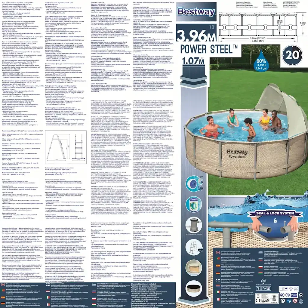 Bestway Set Piscina con Tettoia Power Steel 396x107 cm 92864 - Image 10