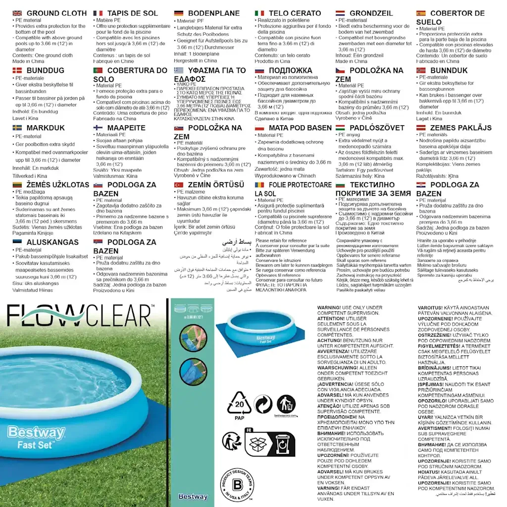 Bestway Telo Base Piscina Flowclear 396x396 cm 3202485 - Image 8